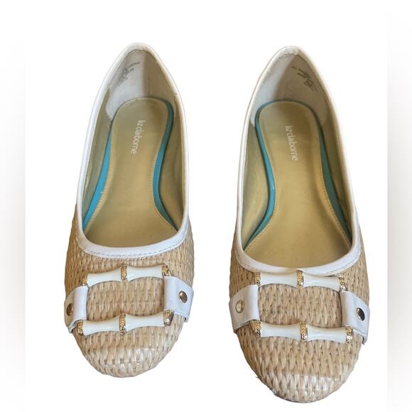 Liz Claiborne Aleya Shoes Womens 9.5 Woven Wicker Flats Slip On Round Toe Beige - Picture 2 of 8